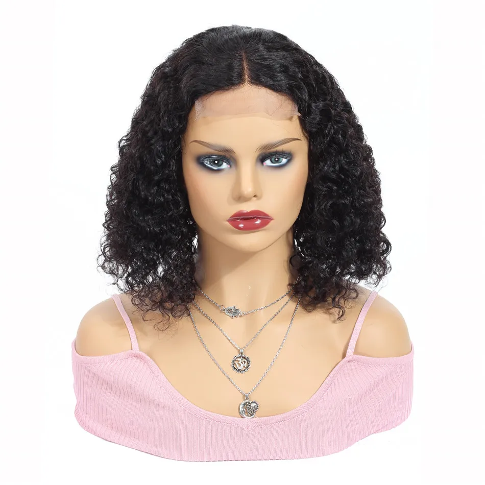 Yeswigs Swiss 4*4 Lace Closure Human Hair Kinky Curly Short Bob Wig 6 Inch Unprocessed Virgin Brazilian Mink Hair Lace Front Wig - Image 2