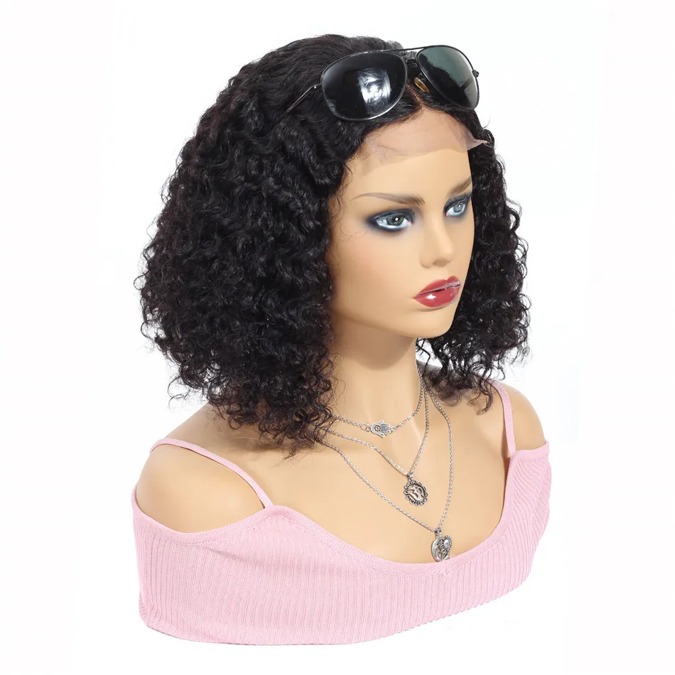 Yeswigs Swiss 4*4 Lace Closure Human Hair Kinky Curly Short Bob Wig 6 Inch Unprocessed Virgin Brazilian Mink Hair Lace Front Wig